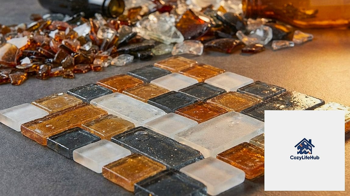 22 Recycled Glass Tile Ideas That Are Stylish and Practical 3 Amber and Bronze Accent Strip