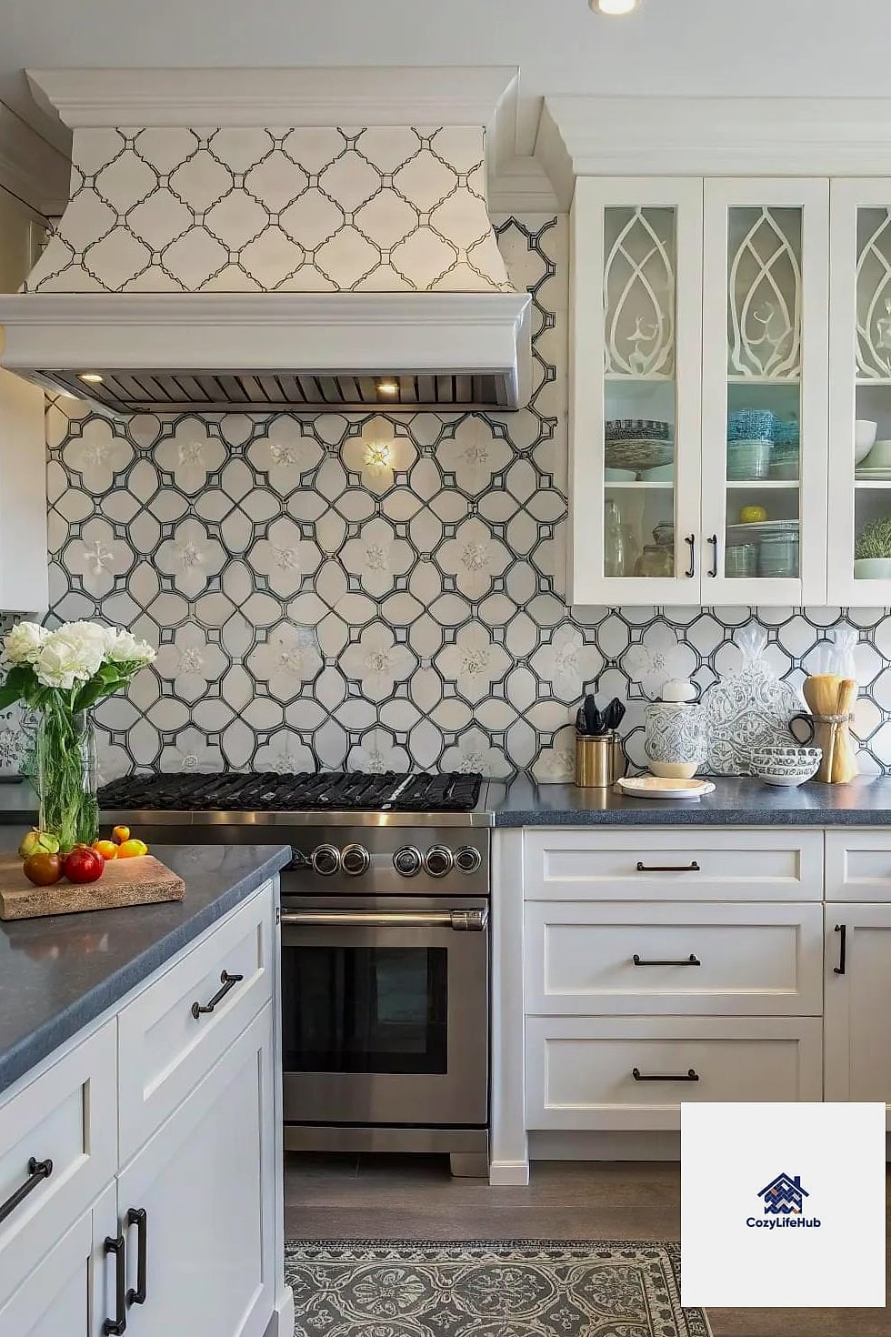 Arabesque Tile Kitchen Island Wrap
