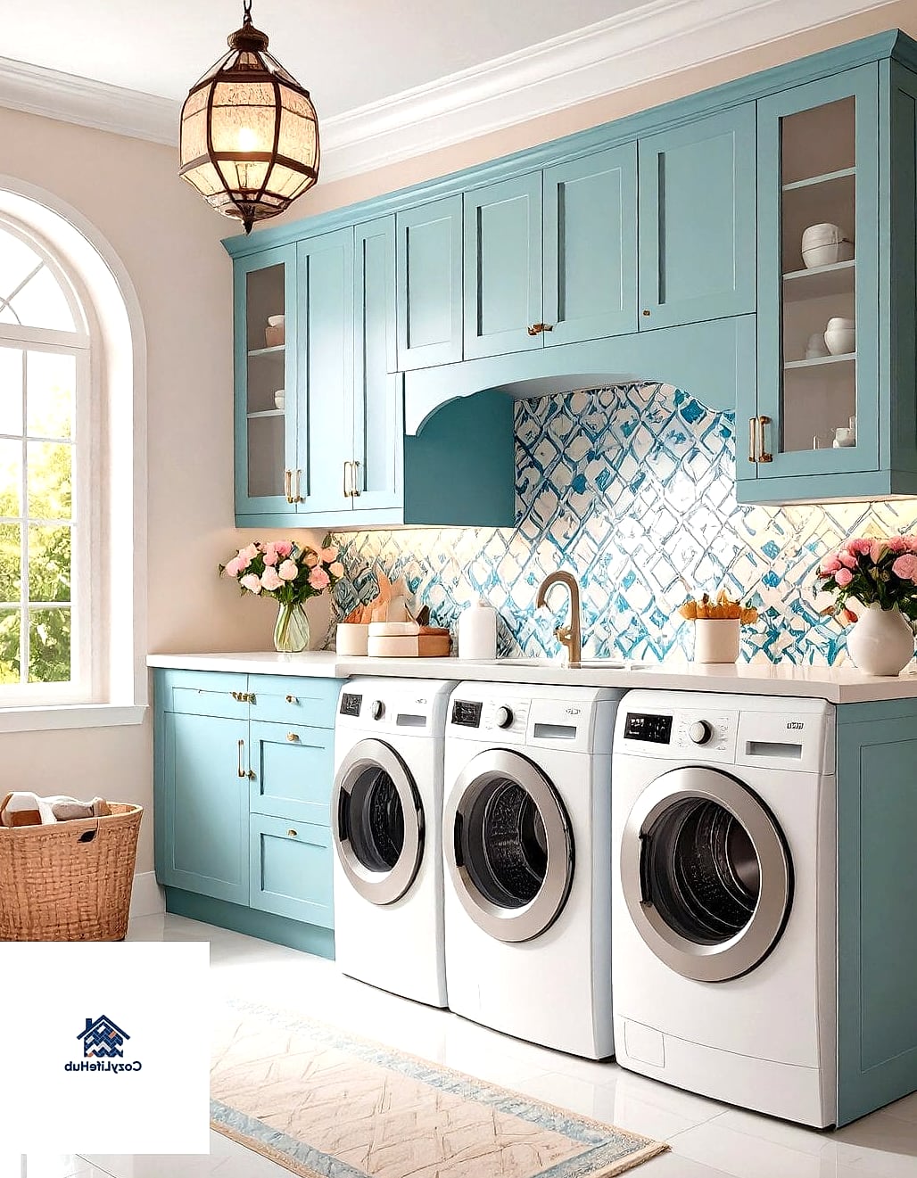 Arabesque Tile Laundry Room Accent Wall