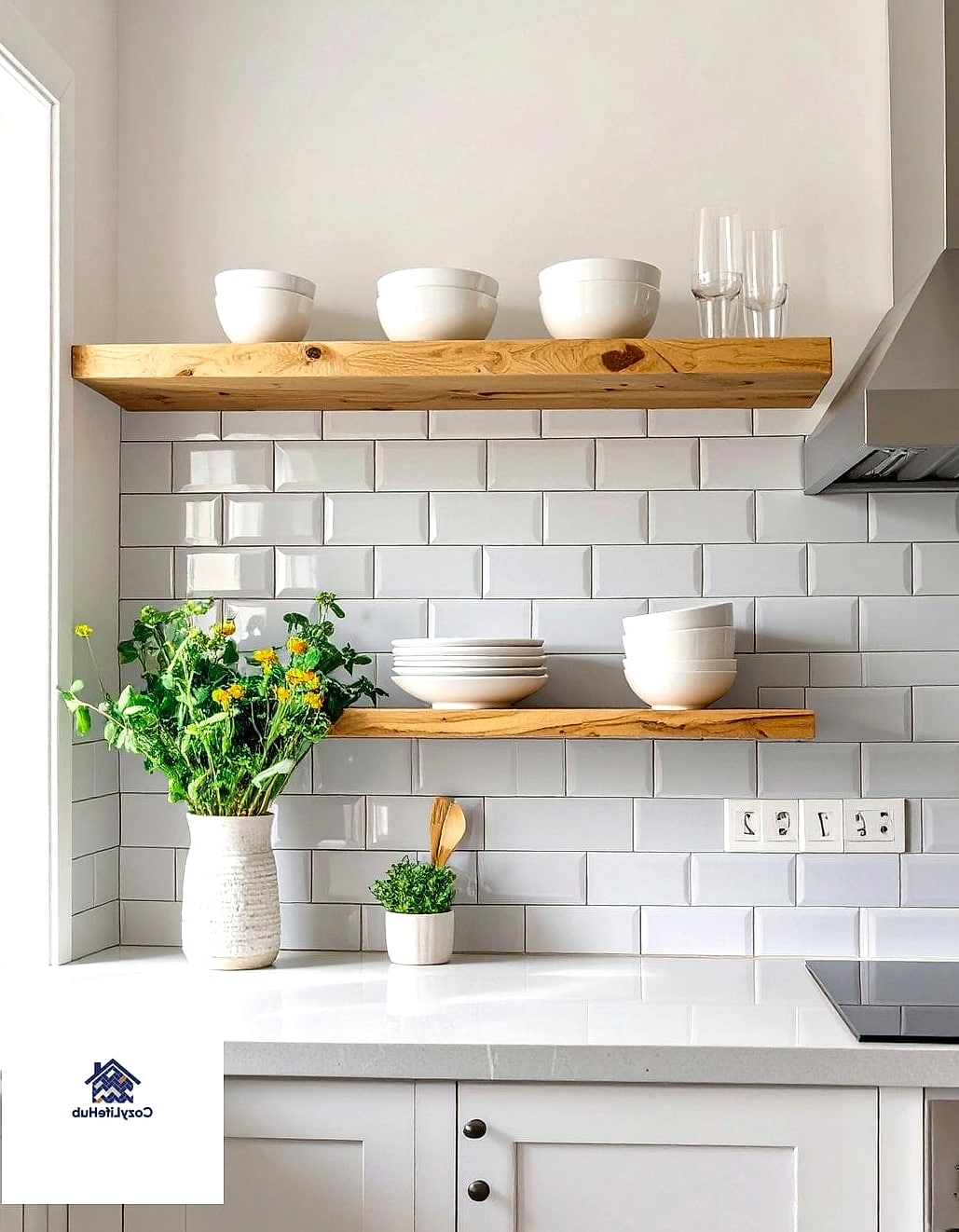 Backsplash Behind Open Shelving