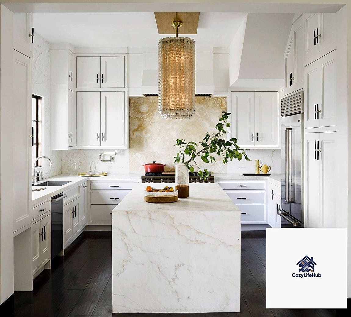 30 White Onyx Subway Backsplash Ideas From Homes We Absolutely Love 27 Backsplash with Framed Mirror Accent
