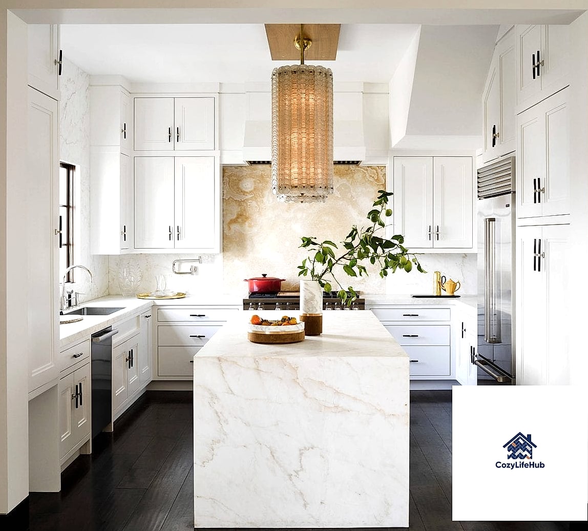 30 White Onyx Subway Backsplash Ideas From Homes We Absolutely Love 19 Backsplash with Integrated Ledge Shelf