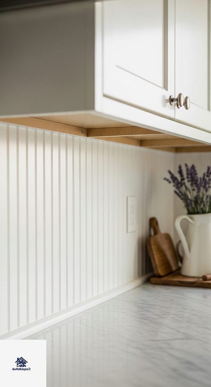Beadboard Behind Open Shelving