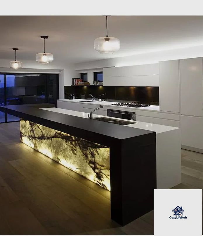 17 Black Countertop Ideas That Look Expensive But Aren't 15 Black Countertops with Waterfall Edges