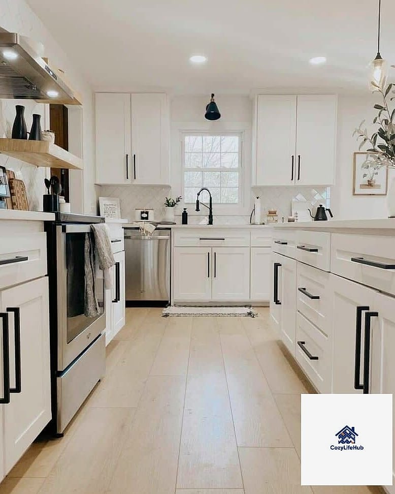 16 White Kitchen Ideas Perfect for Any Budget 7 Black Fixtures for Contrast