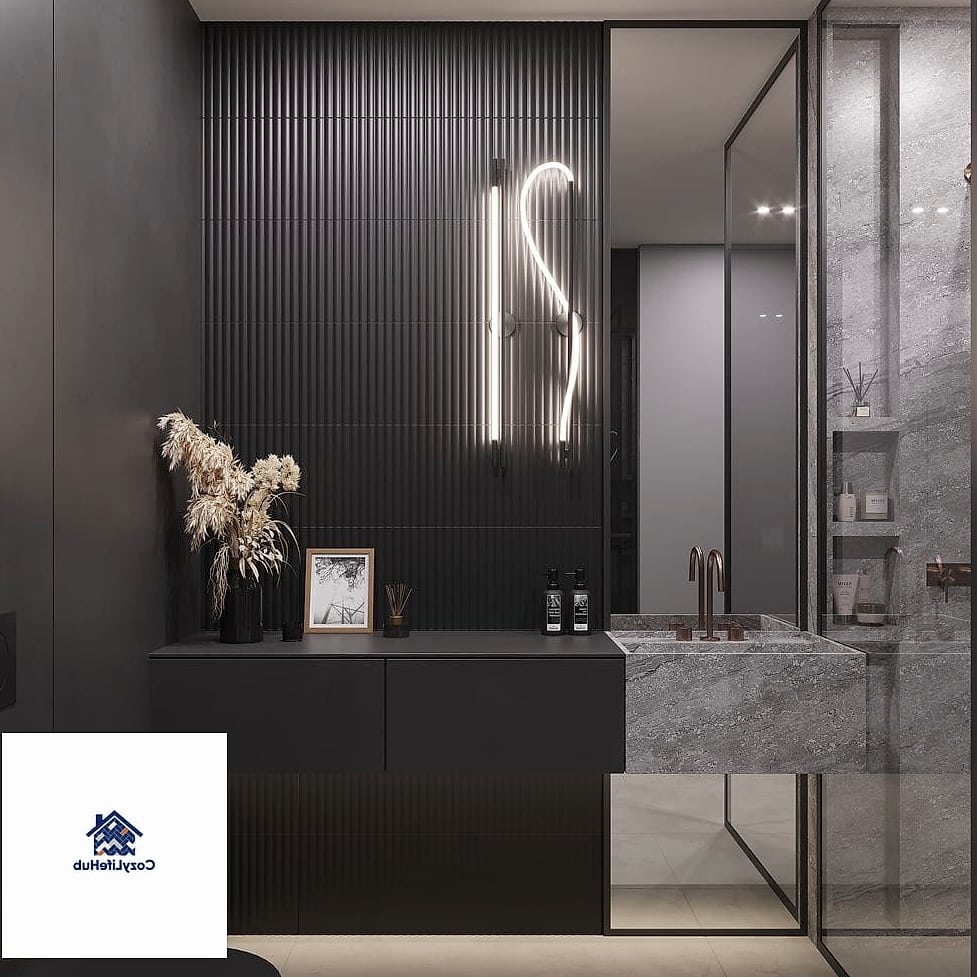 19 Black Backsplash Ideas That Will Transform Your Space 15 Black Fluted Tile Panels