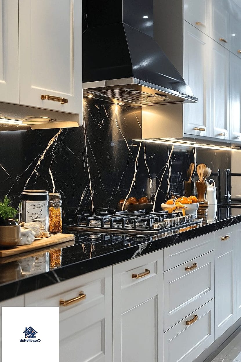 Black Marble Statement Wall