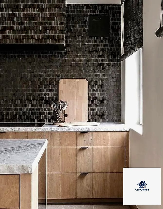 Black Mosaic Tile with Metallic Flecks