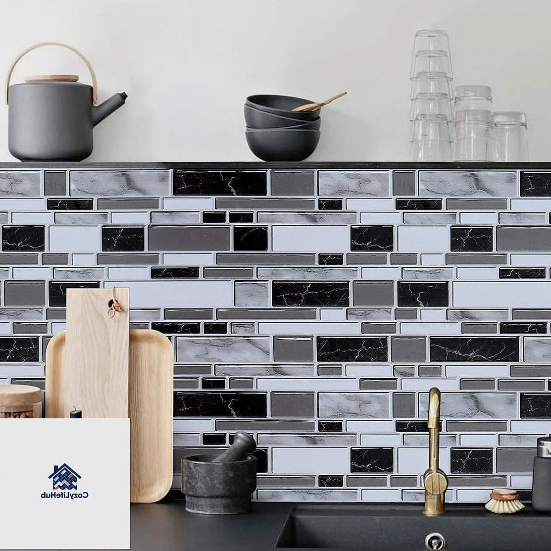 19 Black Backsplash Ideas That Will Transform Your Space 13 Black Peel-and-Stick Backsplash