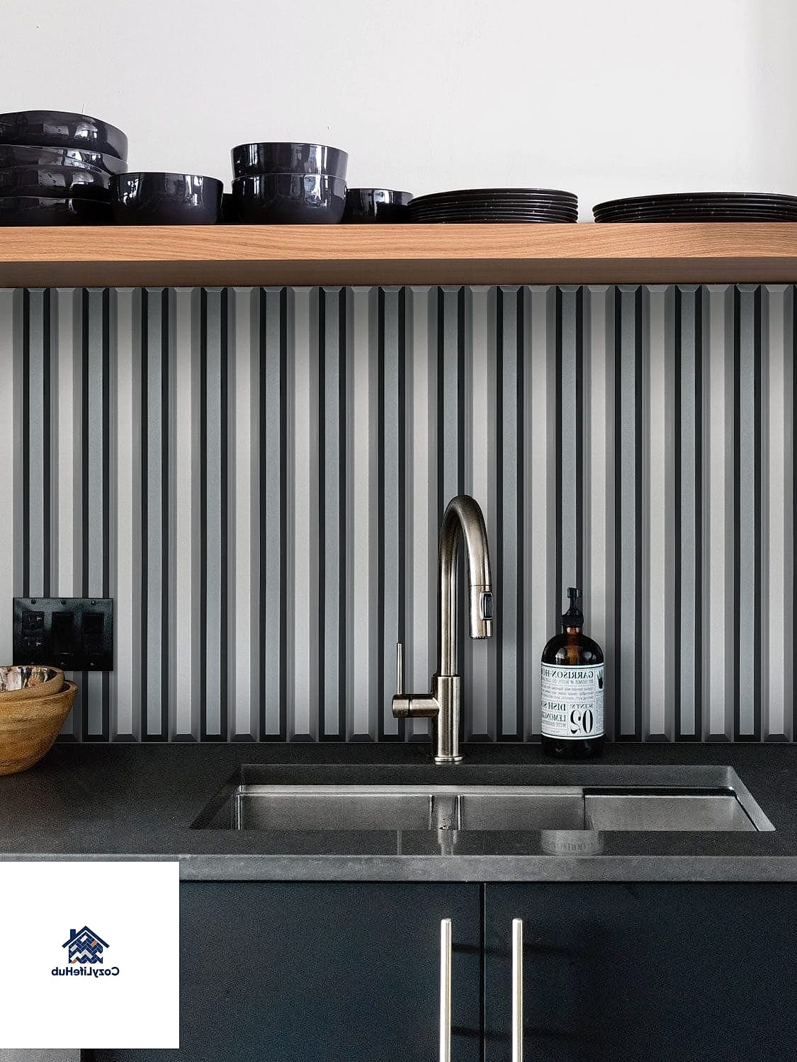 20 Metal Sheet Backsplash Ideas That Will Transform Your Space 10 Black Powder-Coated Metal Panels