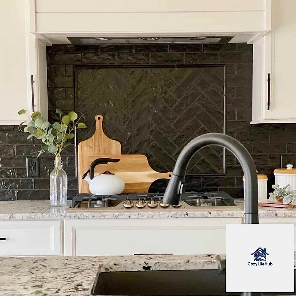 Black Slab Backsplash for Drama