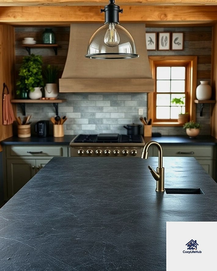 17 Black Countertop Ideas That Look Expensive But Aren't 16 Black Soapstone-Look Laminate