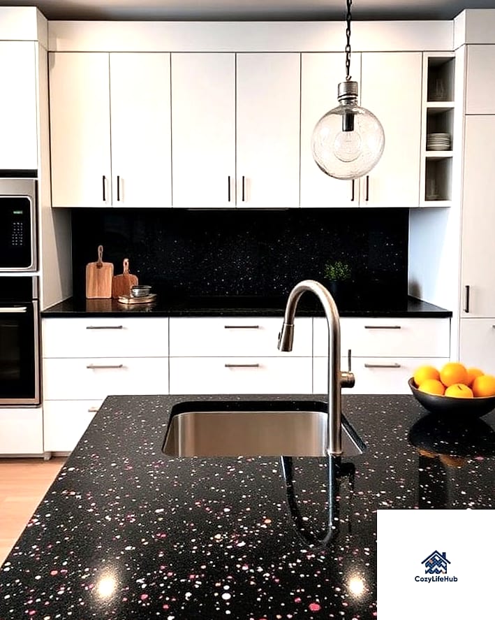 17 Black Countertop Ideas That Look Expensive But Aren't 9 Black Terrazzo Countertops
