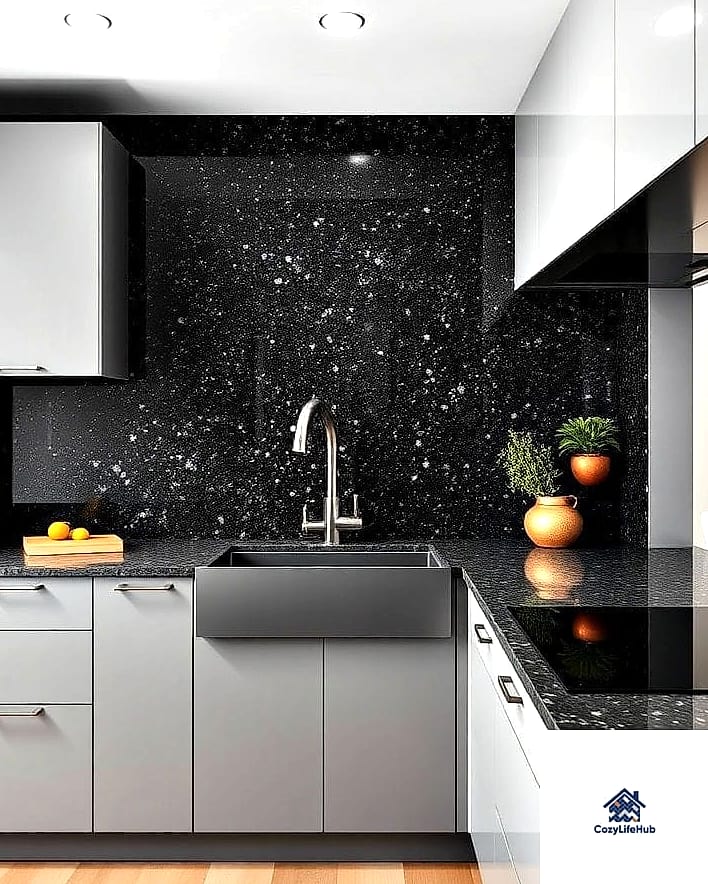 Black Terrazzo Backsplash
