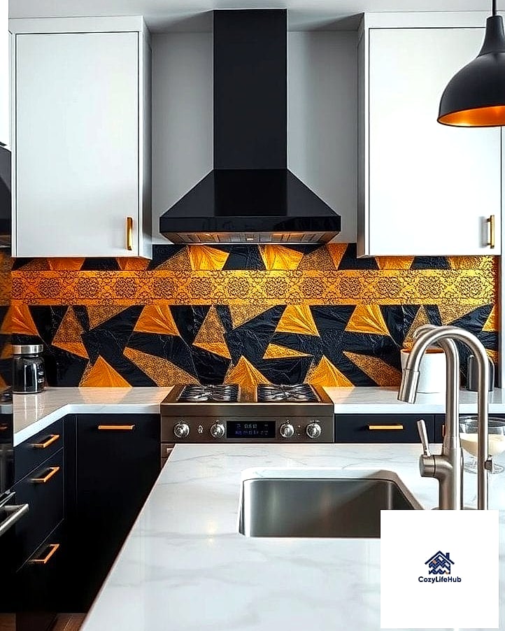 19 Black Backsplash Ideas That Will Transform Your Space 14 Black Tile with Gold Grout