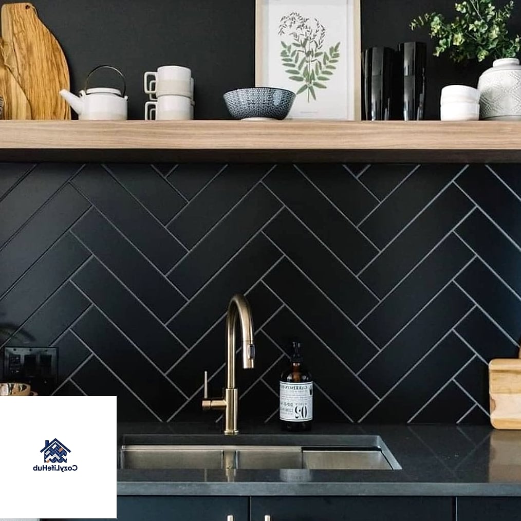 19 Black Backsplash Ideas That Will Transform Your Space 18 Black Tile Behind a Range Hood Only