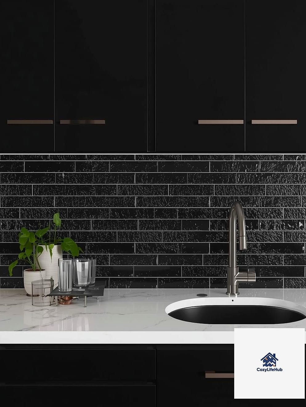21 Vertical Subway Tile Ideas for Every Home Style and Budget 3 Black Vertical Subway Tile for Drama