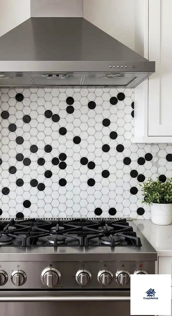 21 Backsplash for Black and White Kitchens Ideas That Will Transform Your Space 10 Black and White Penny Tile