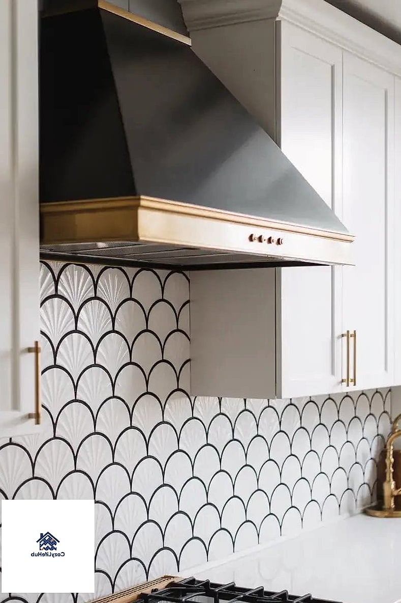 21 Backsplash for Black and White Kitchens Ideas That Will Transform Your Space 16 Black and White Scalloped Tile