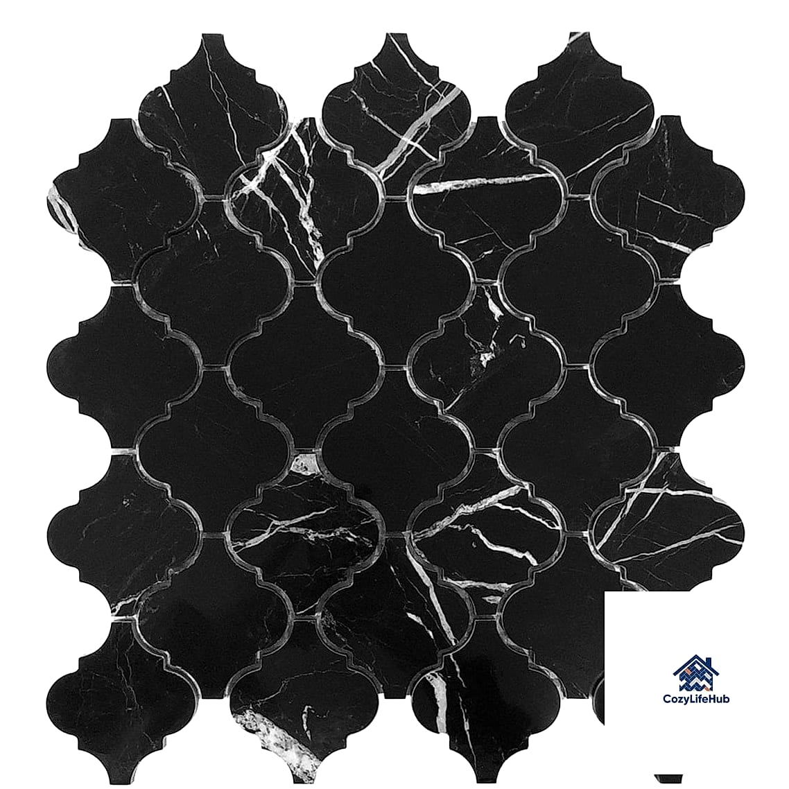 Black and White Arabesque Floor Pattern