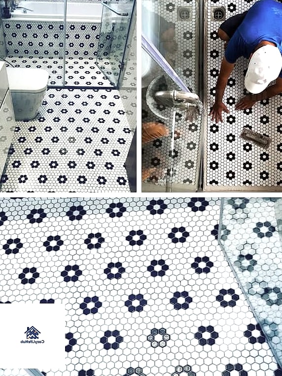 Black and White Hexagon Mosaic