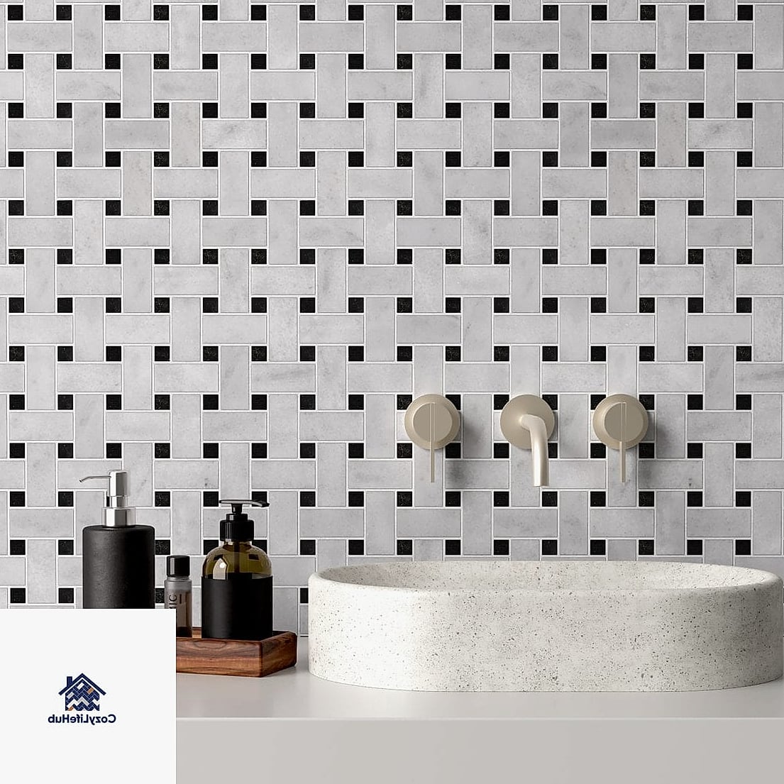 30 Black Mosaic Tile Ideas That Will Change How You See Your Home 7 Black and White Basketweave Mosaic