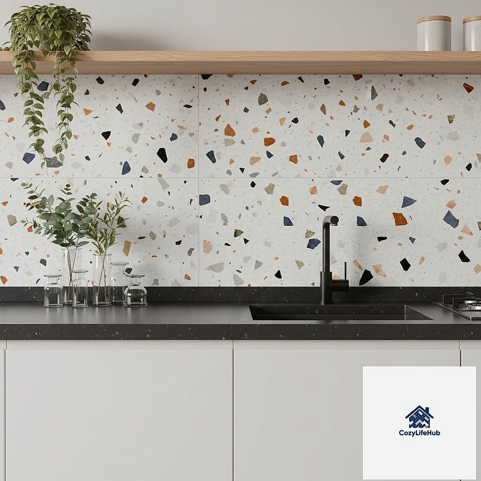 Black and White Terrazzo Tile