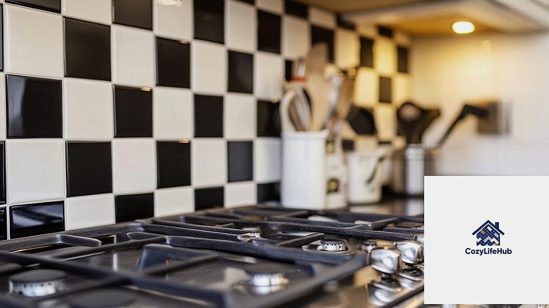 Black and White Checkerboard Backsplash