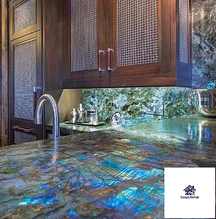 Blue and Green Granite Accents