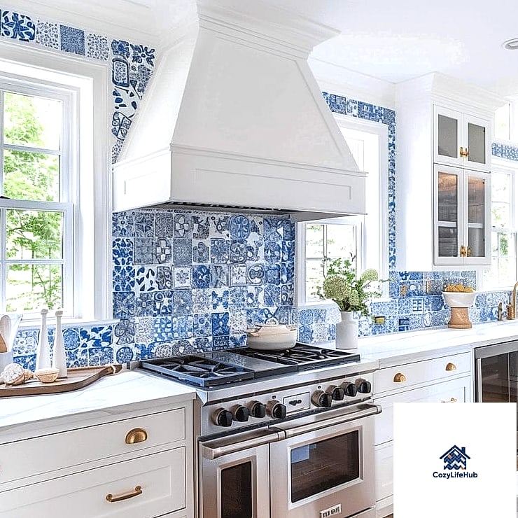 Blue and White Patterned Tile