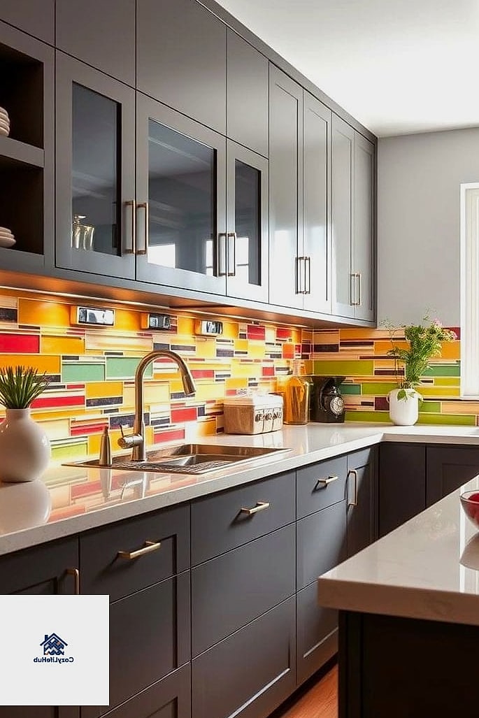27 Modern Backsplash Ideas That Will Transform Your Space 7 Bold Color Block Tile