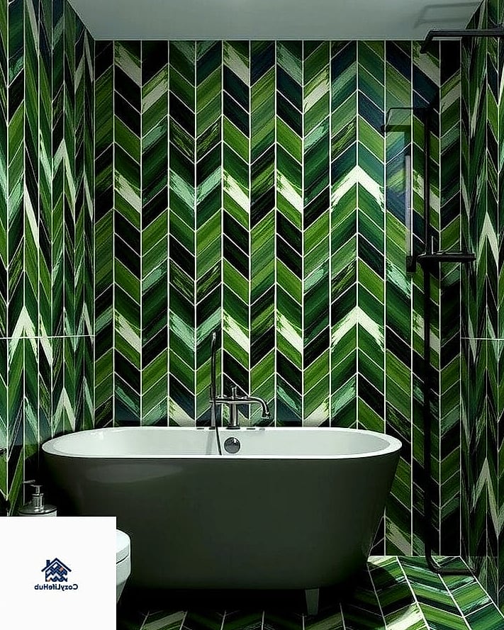 15 Chevron Tile Ideas That Designers Keep Coming Back To 16 Bold Green Chevron for a Statement Kitchen