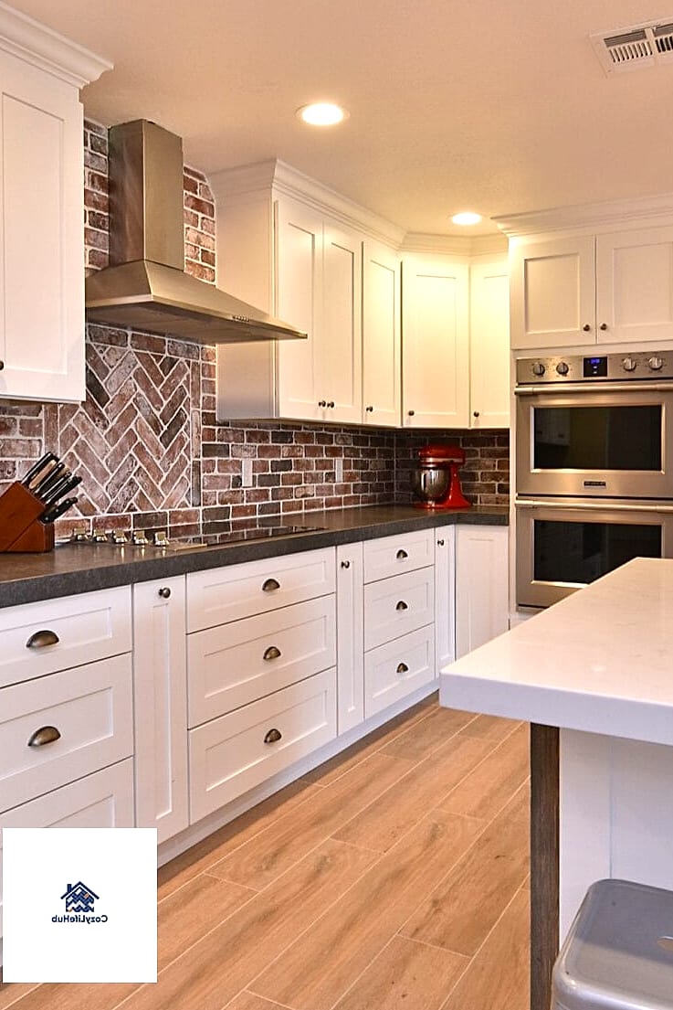 30 Backsplash for Modern Cabinets Ideas to Inspire Your Next Renovation 24 Brick-Lay Porcelain in Warm Gray