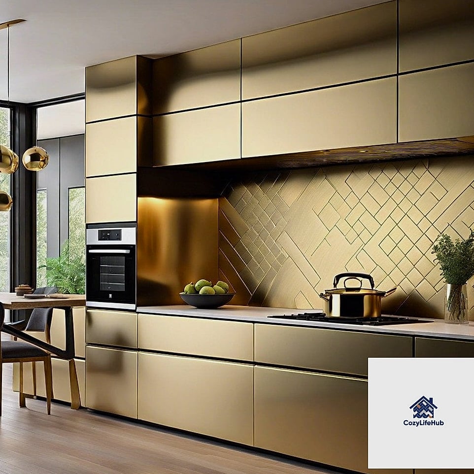 20 Backsplash for Dark Countertops Ideas for Every Home Style and Budget 8 Brushed Brass Metal Tile