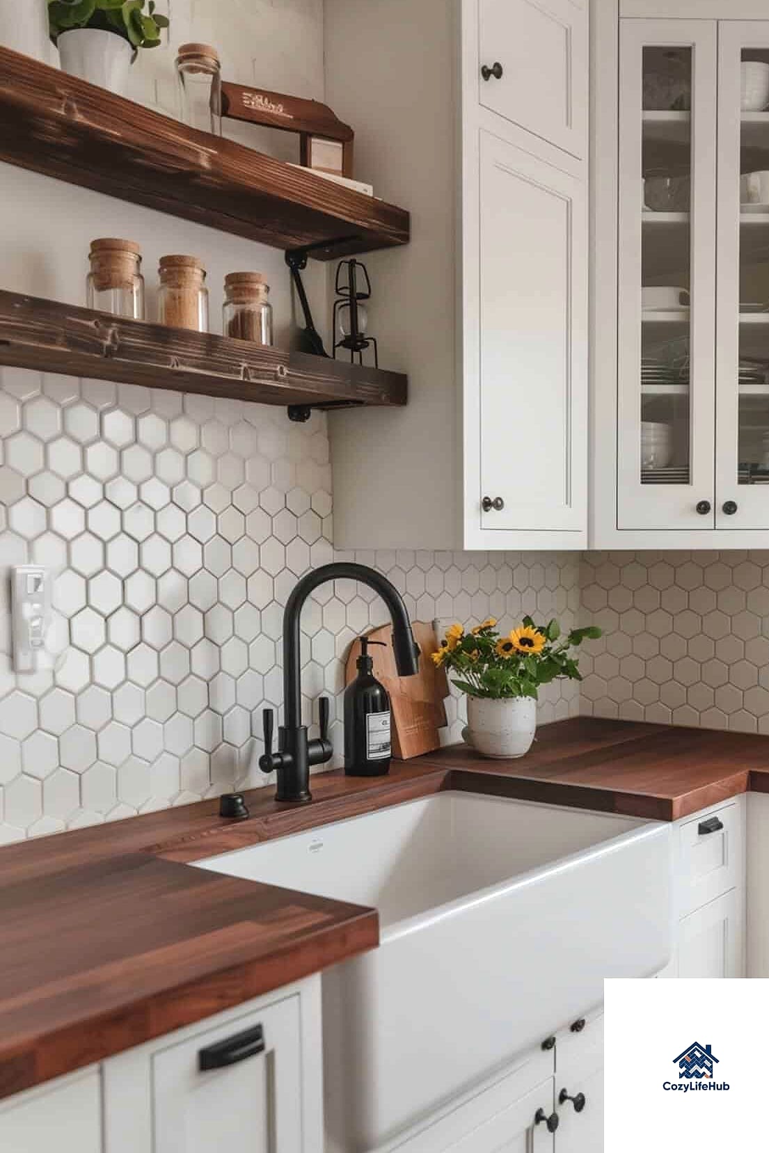 Butcher Block Meets Tile Backsplash