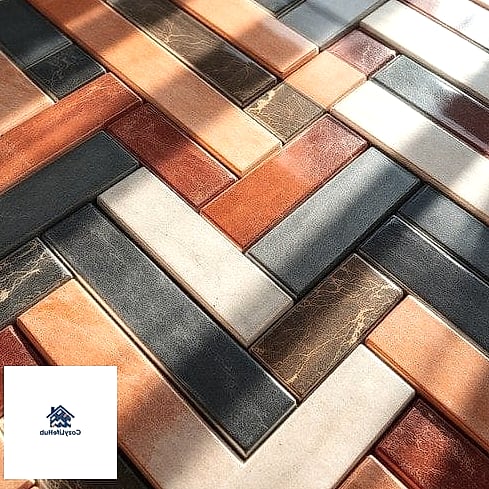 Charcoal and Copper Herringbone