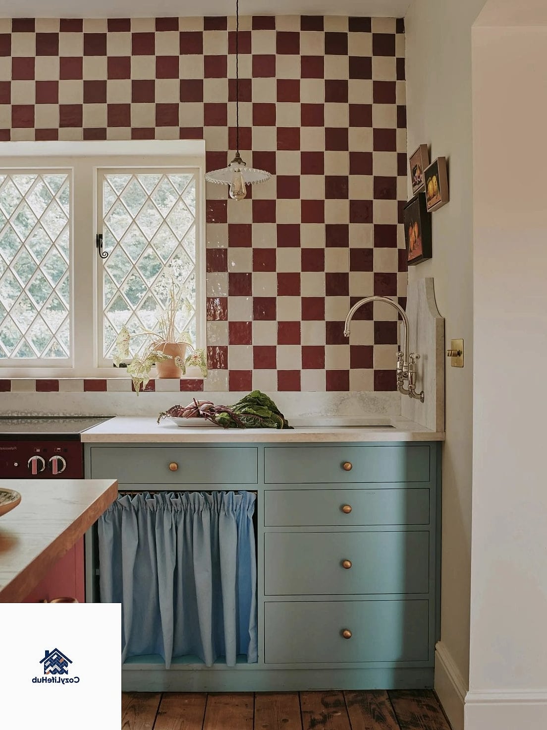 16 Farmhouse Backsplash Ideas That Look Expensive But Aren't 14 Checkerboard Tile in Muted Colors