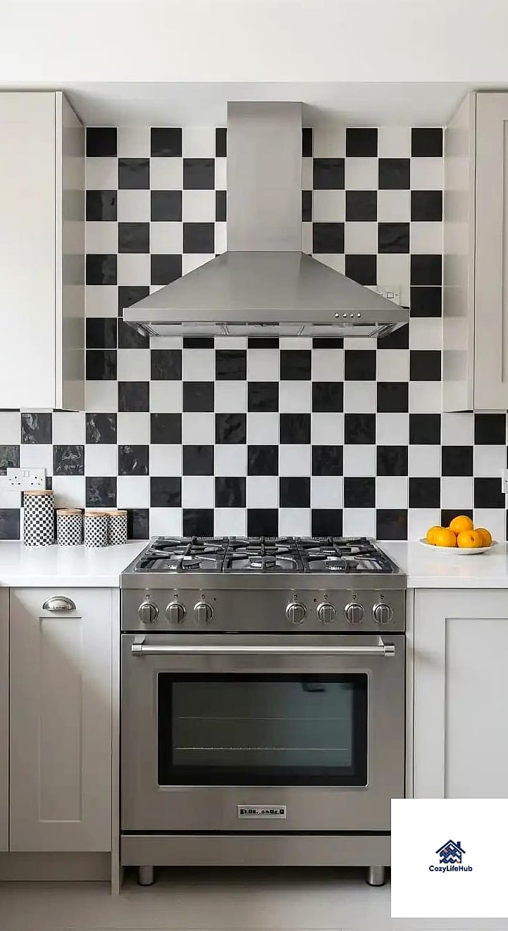 21 Backsplash for Black and White Kitchens Ideas That Will Transform Your Space 5 Checkerboard Tile for a Retro Statement