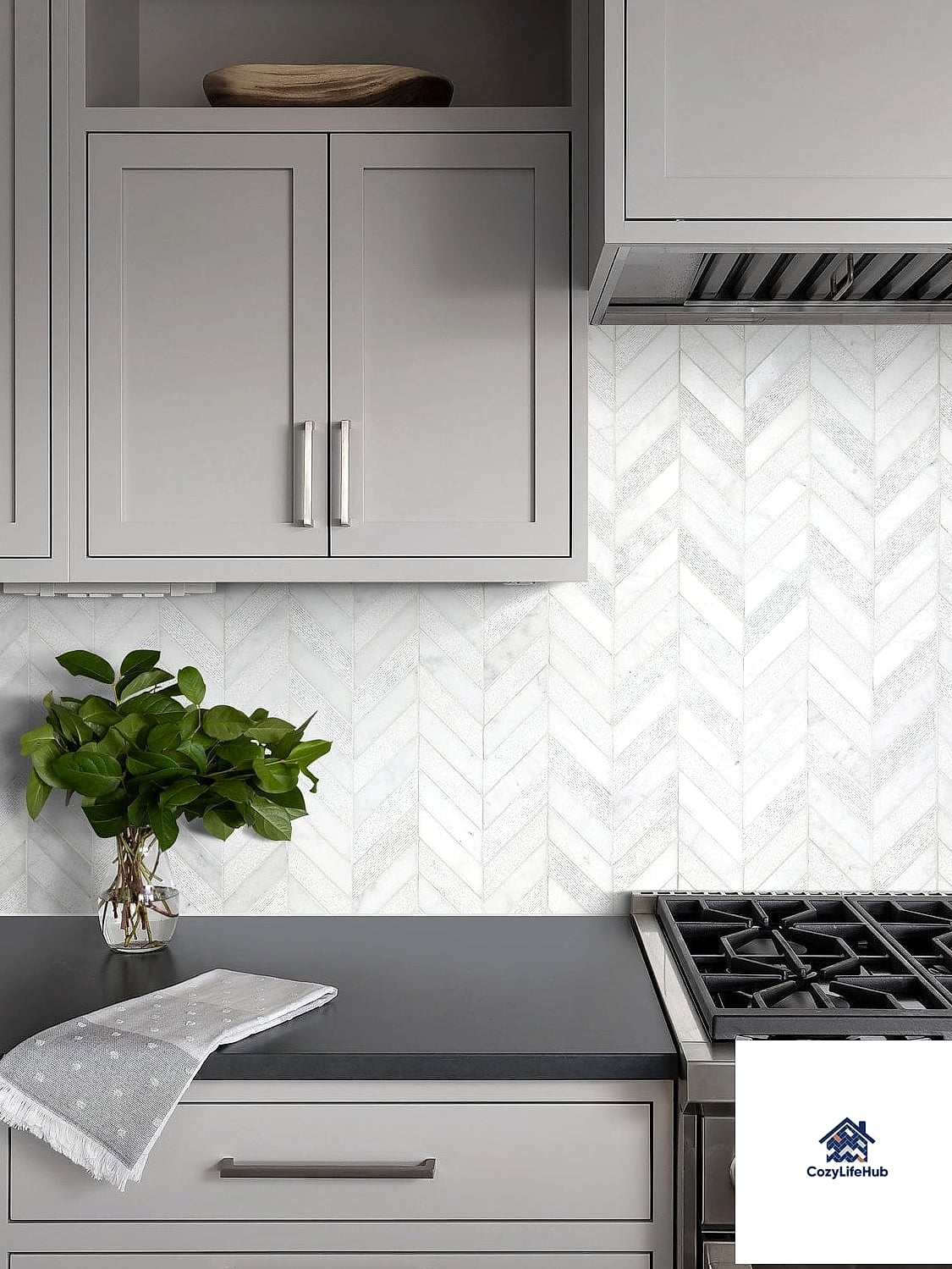 19 Chevron Backsplash Ideas Trending on Pinterest This Year 16 Chevron Accent Behind the Stove Only