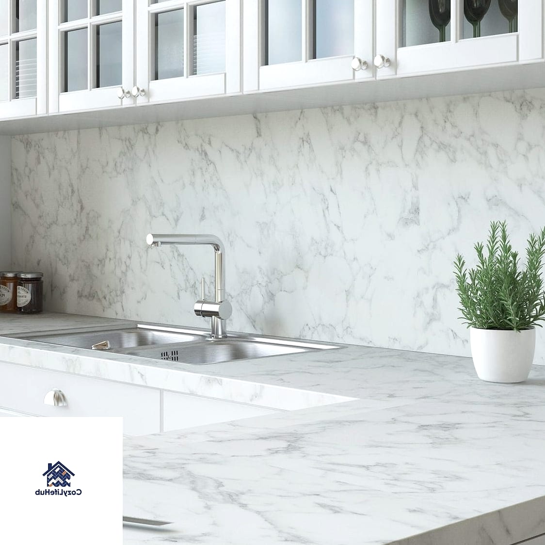 13 White Marble Backsplash Ideas That Designers Keep Coming Back To 2 Classic Carrara Slab Backsplash