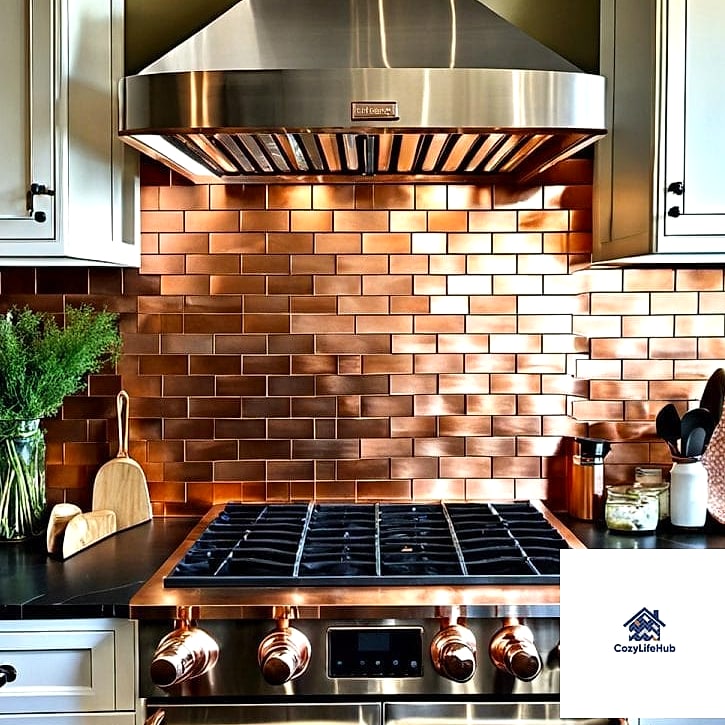 30 Heat Resistant Kitchen Ideas That Prove This Trend Is Here to Stay 15 Copper Backsplash Panels