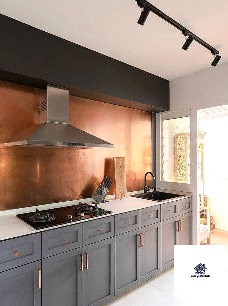 30 Backsplash for Modern Cabinets Ideas to Inspire Your Next Renovation 26 Copper Metallic Tile