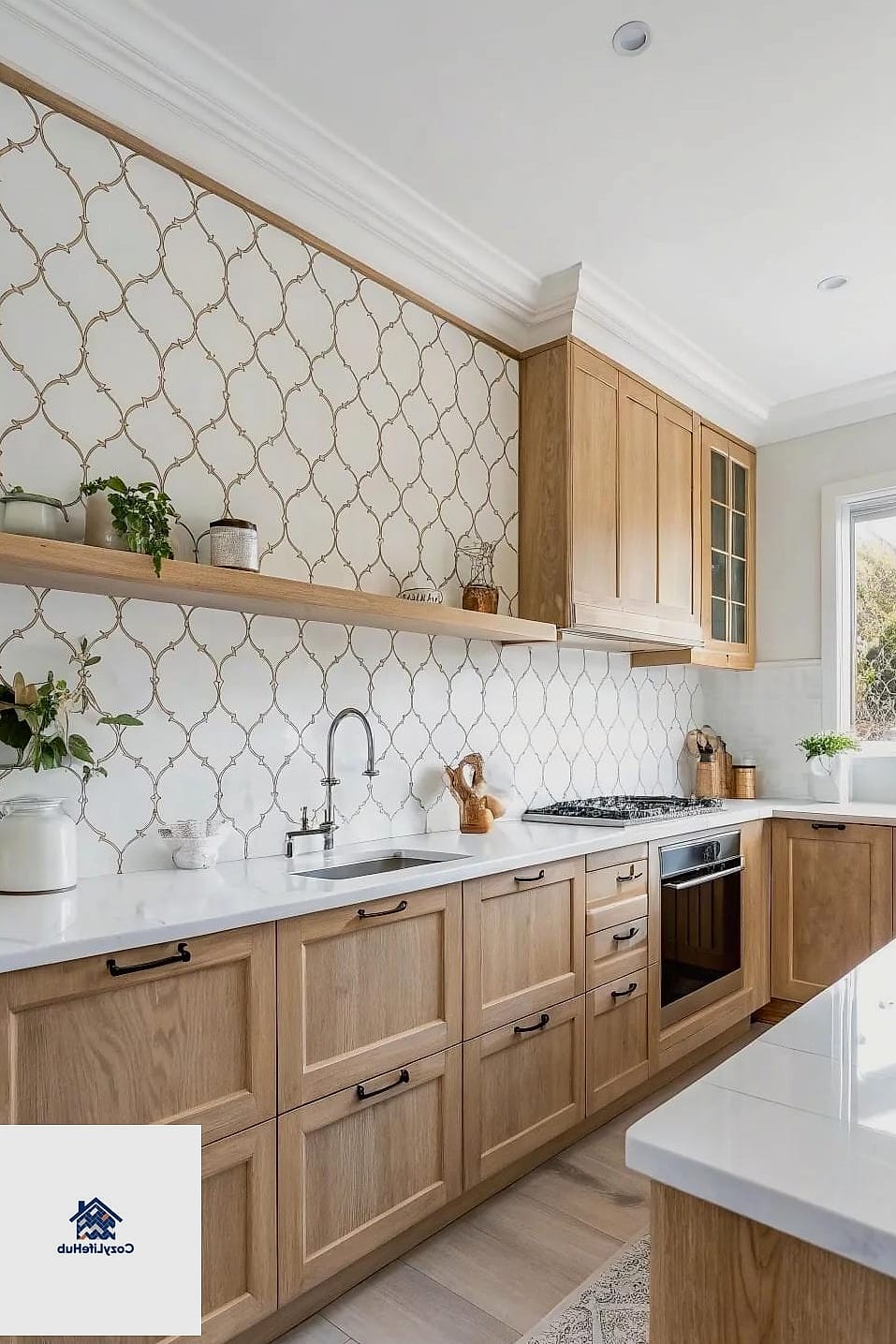 Cream and Gold Arabesque for a Luxe Bathroom