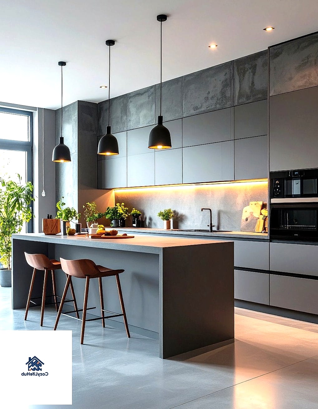A Dramatic Focal Wall Behind Open Shelving or a Banquette