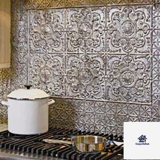 20 Metal Sheet Backsplash Ideas That Will Transform Your Space 12 Embossed Tin Ceiling Tile Backsplash