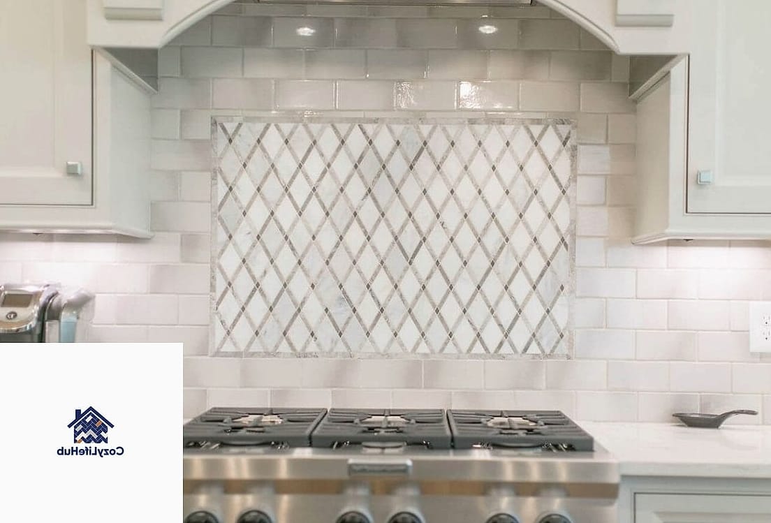 Extended Backsplash Behind Open Shelving