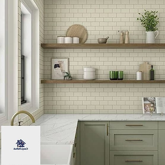 17 Antiqued Ivory Subway Backsplash Ideas Perfect for Any Budget 16 Extended Into a Butler's Pantry or Coffee Bar