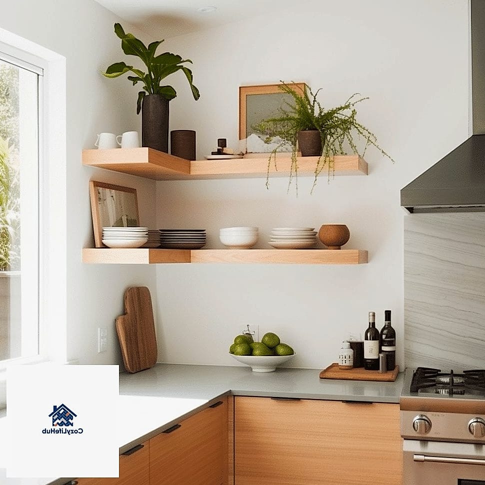17 Inexpensive Kitchen Ideas Trending on Pinterest This Year 14 Floating Corner Shelves for Awkward Space