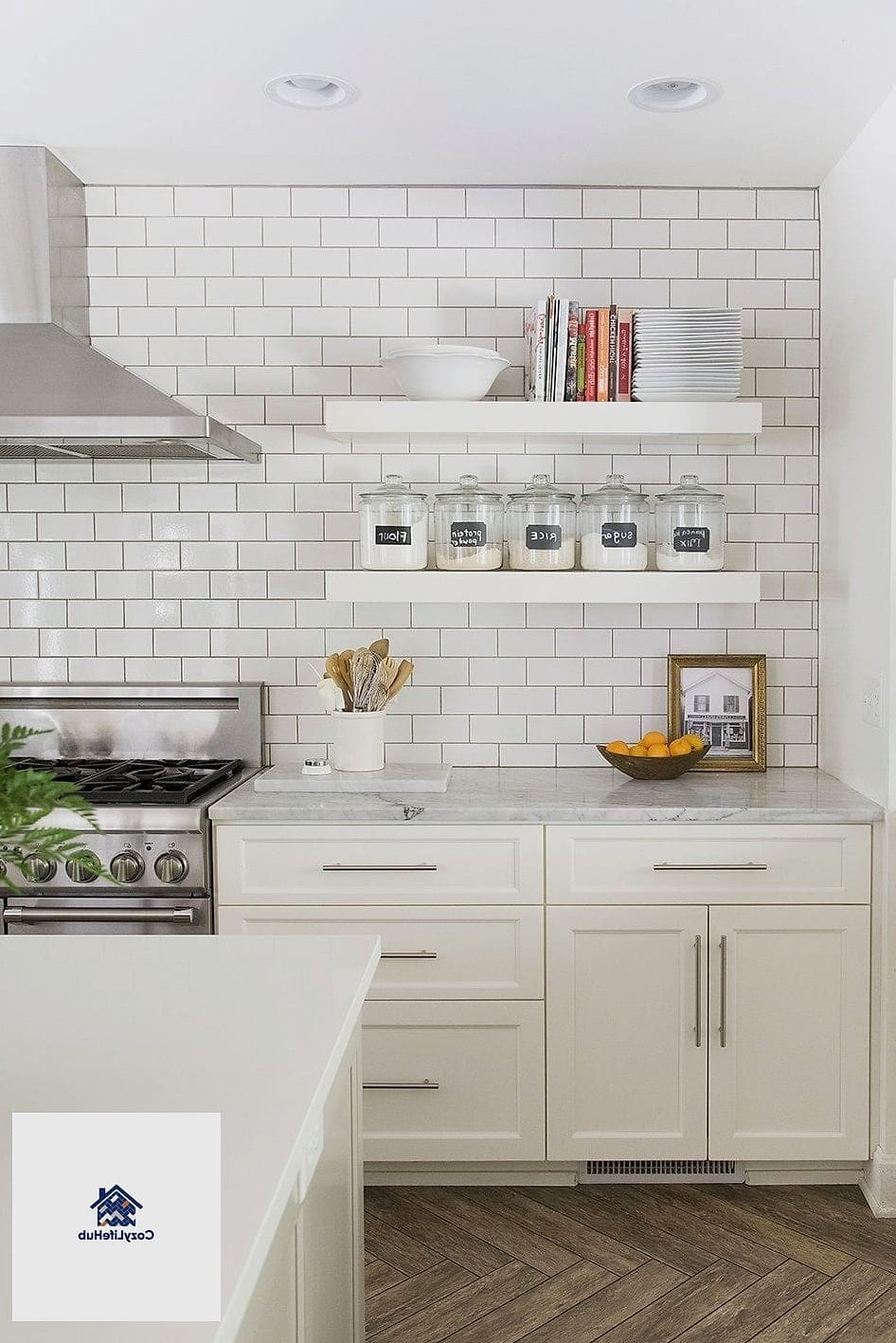 Floating Shelves with Wood Accents