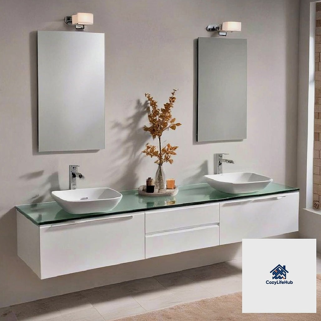 16 Modern Bathroom Ideas to Inspire Your Next Renovation 2 Floating Vanities for a Lighter Feel
